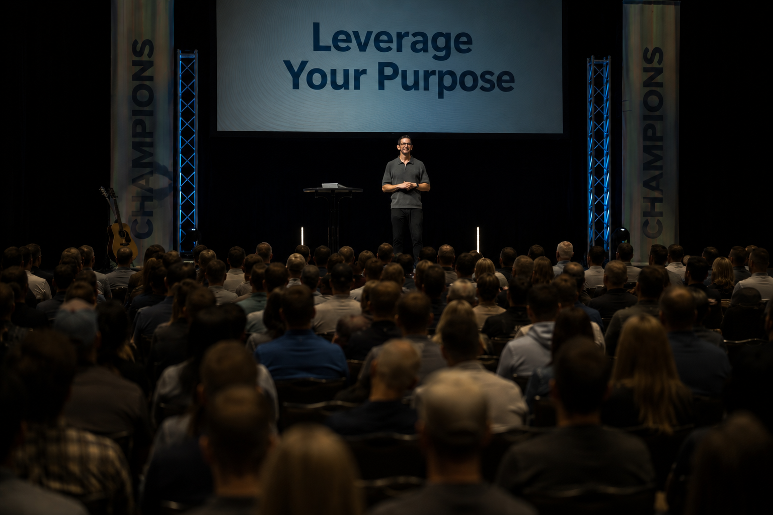 Jeremy Godwin speaking to an audience about leveraging purpose.
